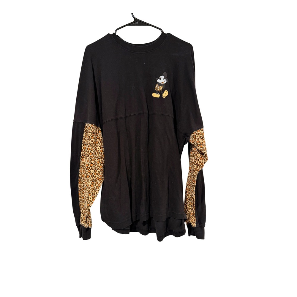 Disneyland Resort Spirit Jersey Black Leopard Animal Print Mickey Mouse Womens